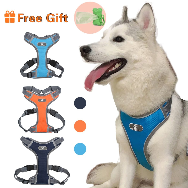 No Pull Pet Harness Adjustable Outdoor for Small Medium Large Dogs - Hiphoppet